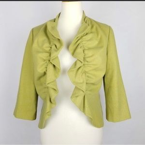 Anthropologie Green Ruffle Blazer